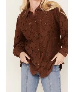 Shyanne Women's Lace Fringe Button-Down Shacket -Western Chic Shop 2000382818 201 P3