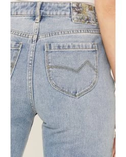 Cleo + Wolf Women's Medium Wash Mid Rise Slim Straight Ankle Jeans -Western Chic Shop 2000383230 414 P4