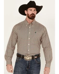 Cinch Men's Floral Medallion Print Long Sleeve Button Down Western Shirt