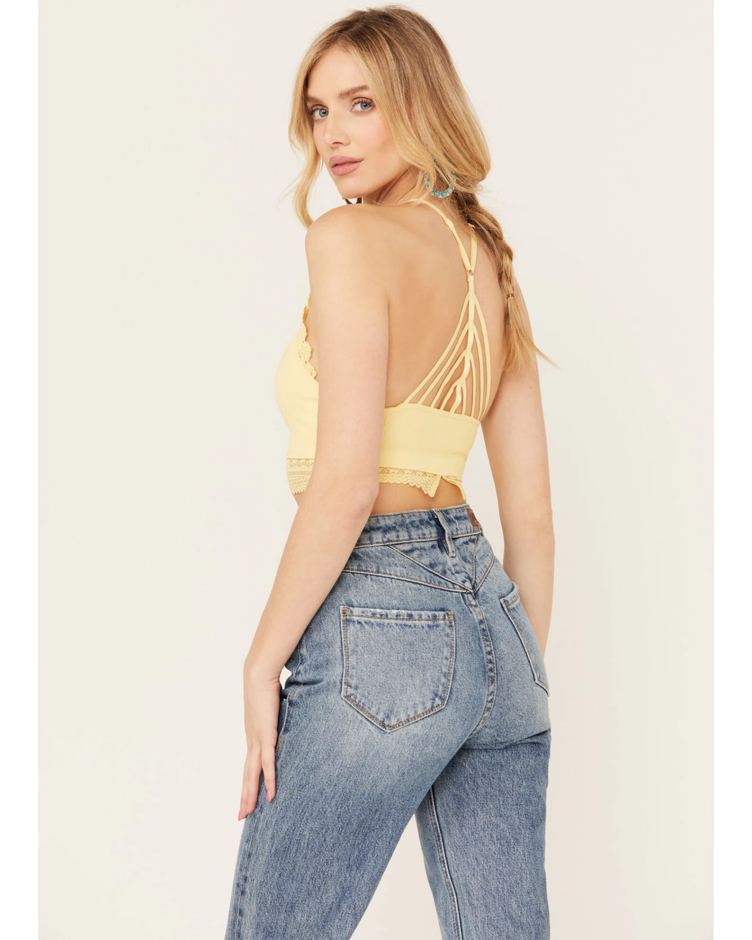 Fornia Women's Halter Lace Trim Bralette 3 Fornia Women's Halter Lace Trim Bralette - Image 3