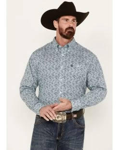 George Strait By Wrangler Men's Paisley Print Long Sleeve Button-Down Western Shirt - Tall