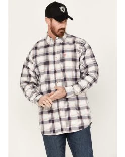 Ariat Men's FR Chiseled Plaid Print Long Sleeve Button Down Work Shirt