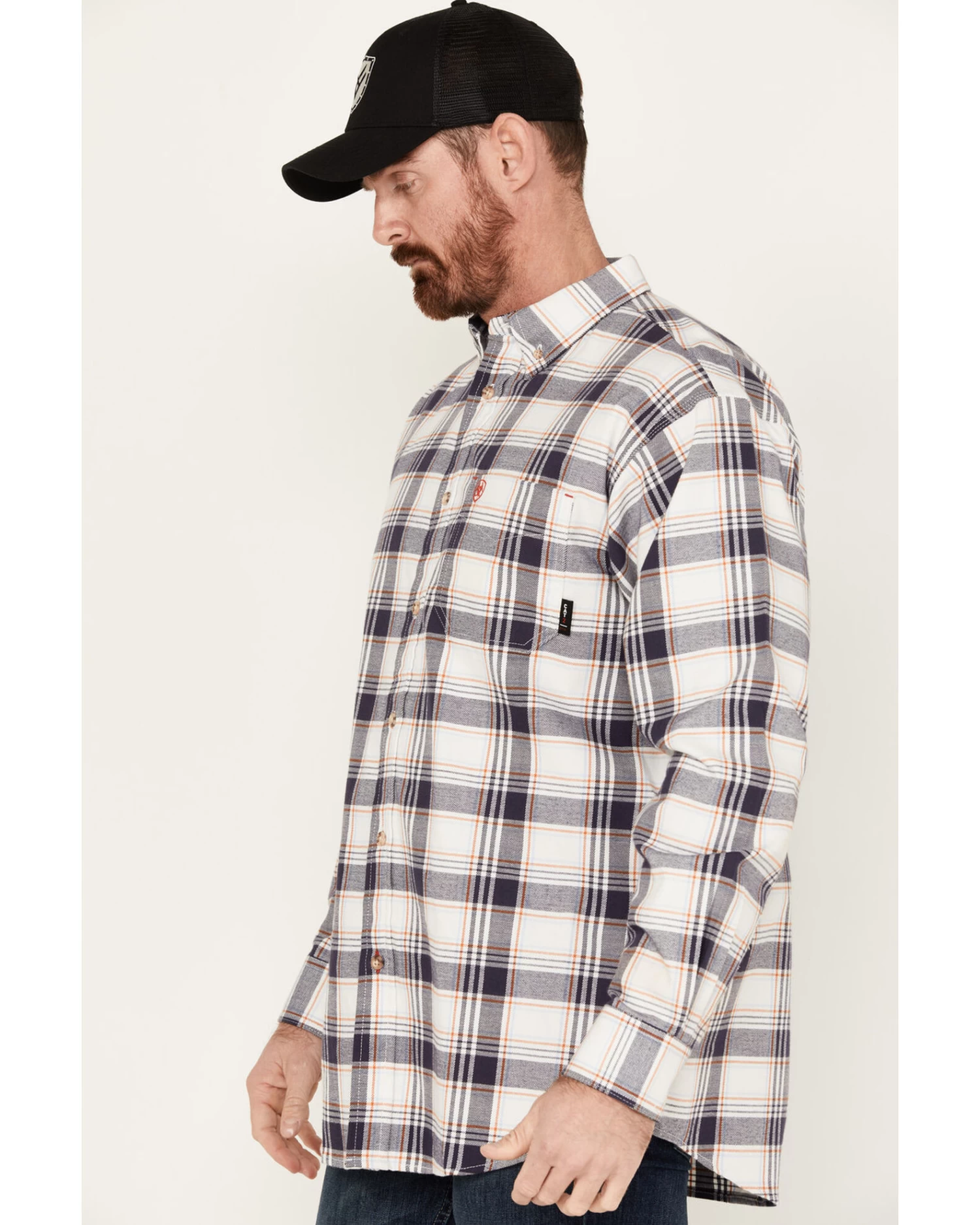 Ariat Men's FR Chiseled Plaid Print Long Sleeve Button Down Work Shirt 2 Ariat Men's FR Chiseled Plaid Print Long Sleeve Button Down Work Shirt - Image 2