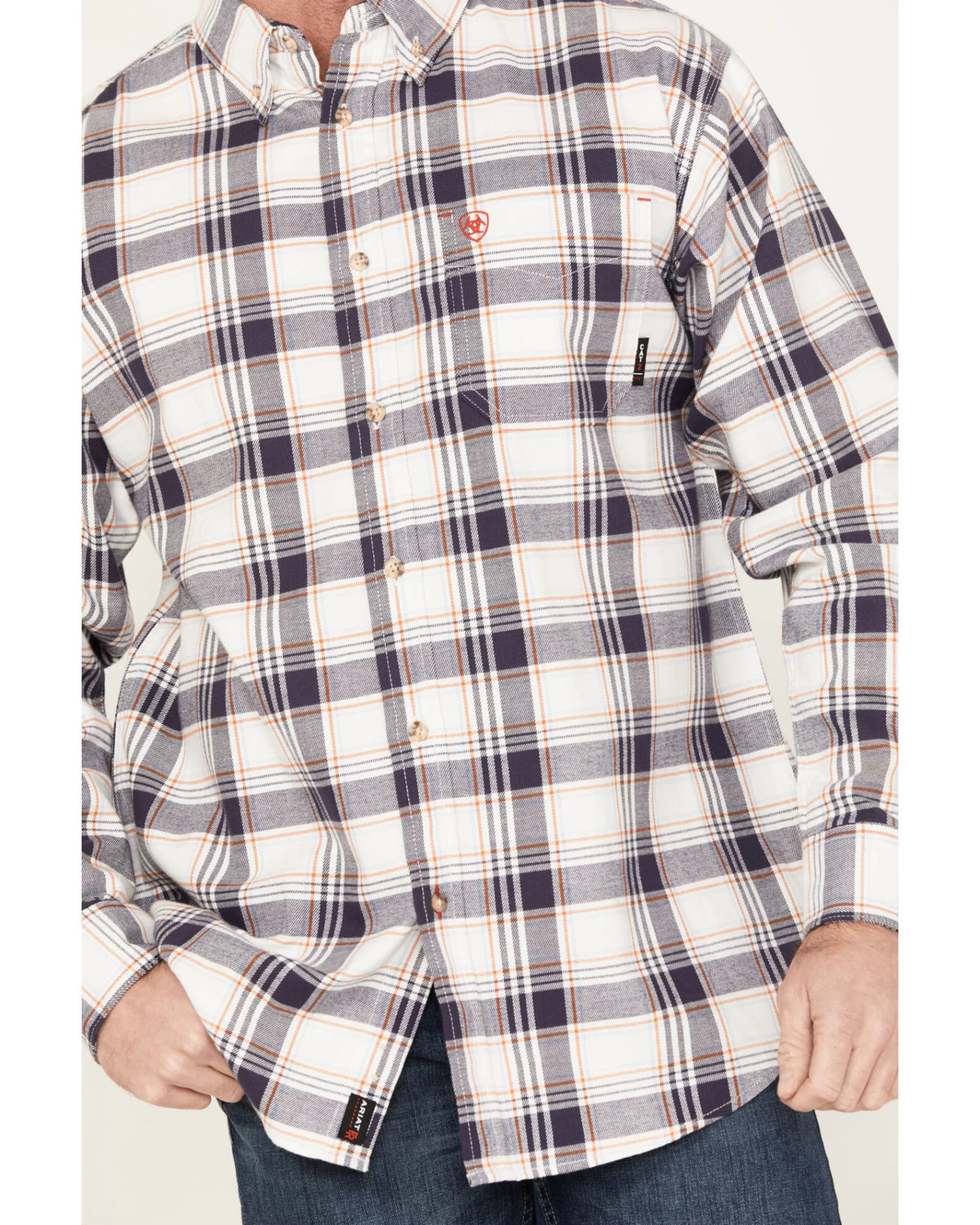 Ariat Men's FR Chiseled Plaid Print Long Sleeve Button Down Work Shirt 3 Ariat Men's FR Chiseled Plaid Print Long Sleeve Button Down Work Shirt - Image 3