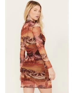 Rock & Roll Denim Women's Mesh Printed Long Sleeve Dress 7 Rock & Roll Denim Women's Mesh Printed Long Sleeve Dress -Western Chic Shop 2000384987 220 P4