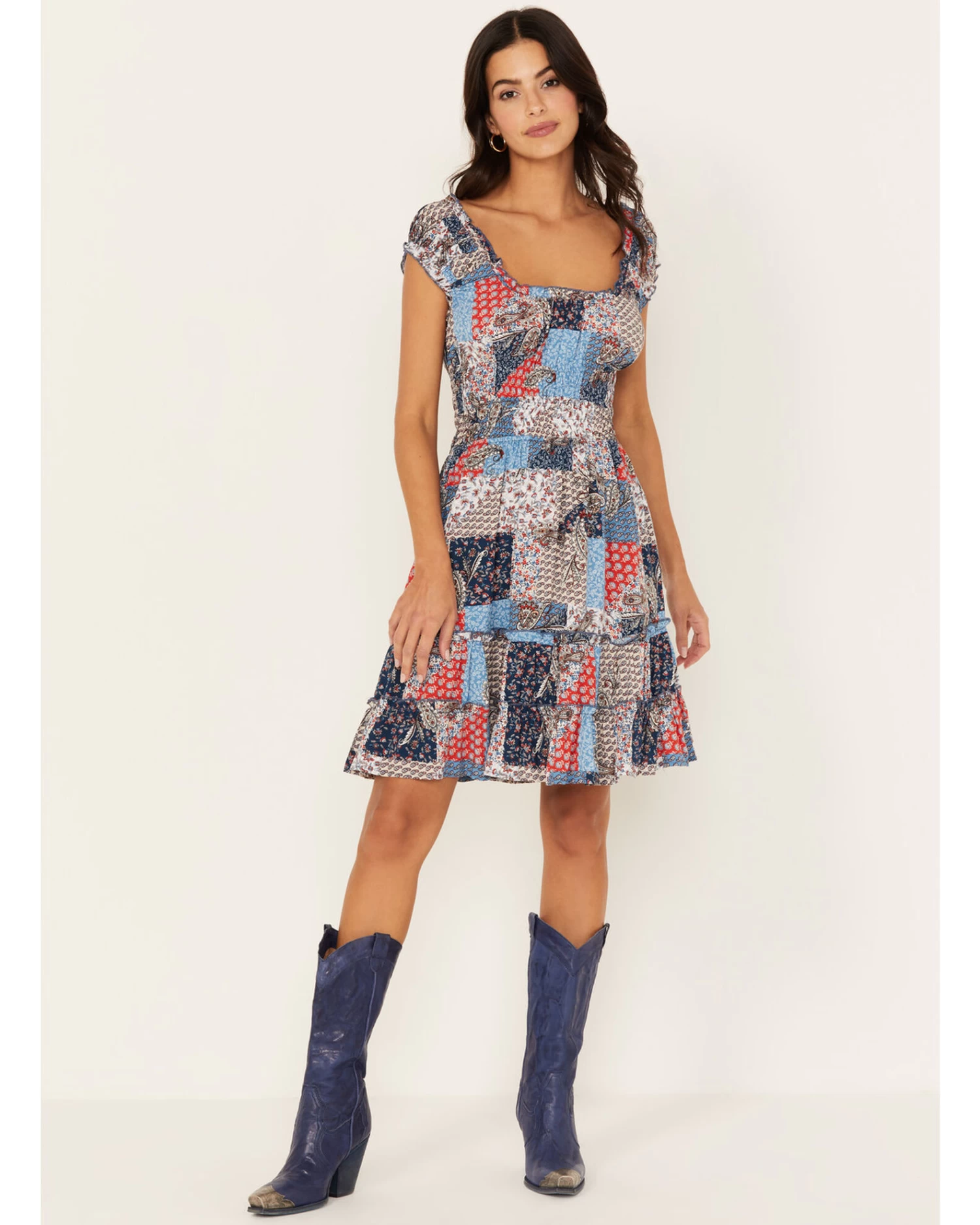 Wild Moss Women's Patchwork Print Dress 1 Wild Moss Women's Patchwork Print Dress