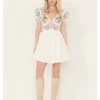 Free People Women's Rambling Roads Mini Short Sleeve Embroidered Dress
