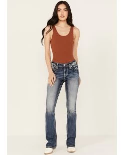 Miss Me Women's Dark Wash Mid Rise Double Horseshoe Stretch Bootcut Jeans 6 Miss Me Women's Dark Wash Mid Rise Double Horseshoe Stretch Bootcut Jeans -Western Chic Shop 2000388615 401 P3