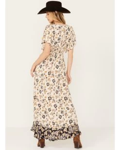 Angie Women's Flutter Sleeve Floral Border Print Dress -Western Chic Shop 2000391056 900 P4