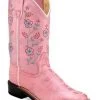 Old West Girls' Crocodile Print Western Boots - Broad Square Toe