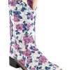 Old West Girls' Flower Girl Western Boots - Broad Square Toe