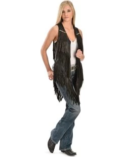 Kobler Leather Women's Yucaipa Fringe & Rhinestone Leather Vest -Western Chic Shop 225J37 89 D2