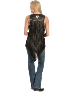 Kobler Leather Women's Yucaipa Fringe & Rhinestone Leather Vest -Western Chic Shop 225J37 89 P2