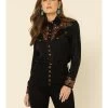 Scully Women's Floral Embroidered Long Sleeve Western Shirt