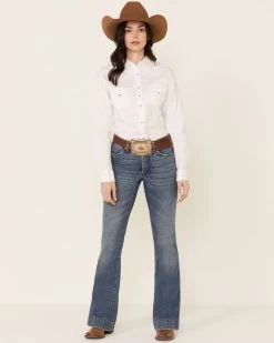 Wrangler Women's Solid Long Sleeve Rhinestone Snap Western Shirt -Western Chic Shop 658C11 01 P4